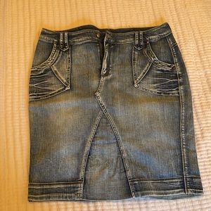 Knee length jean skirt